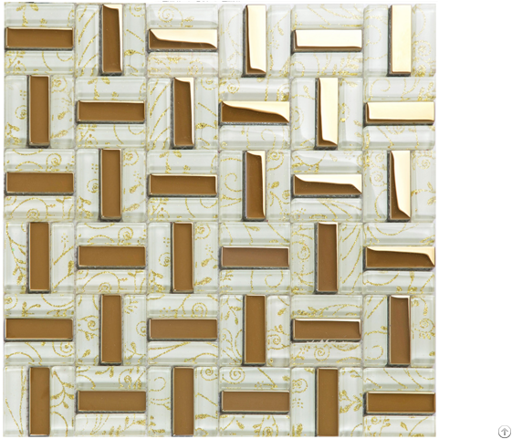Crystal Glass Tiles Gold Plated Tile Kitchen Wall Backsplash - Mosaic (640x480), Png Download