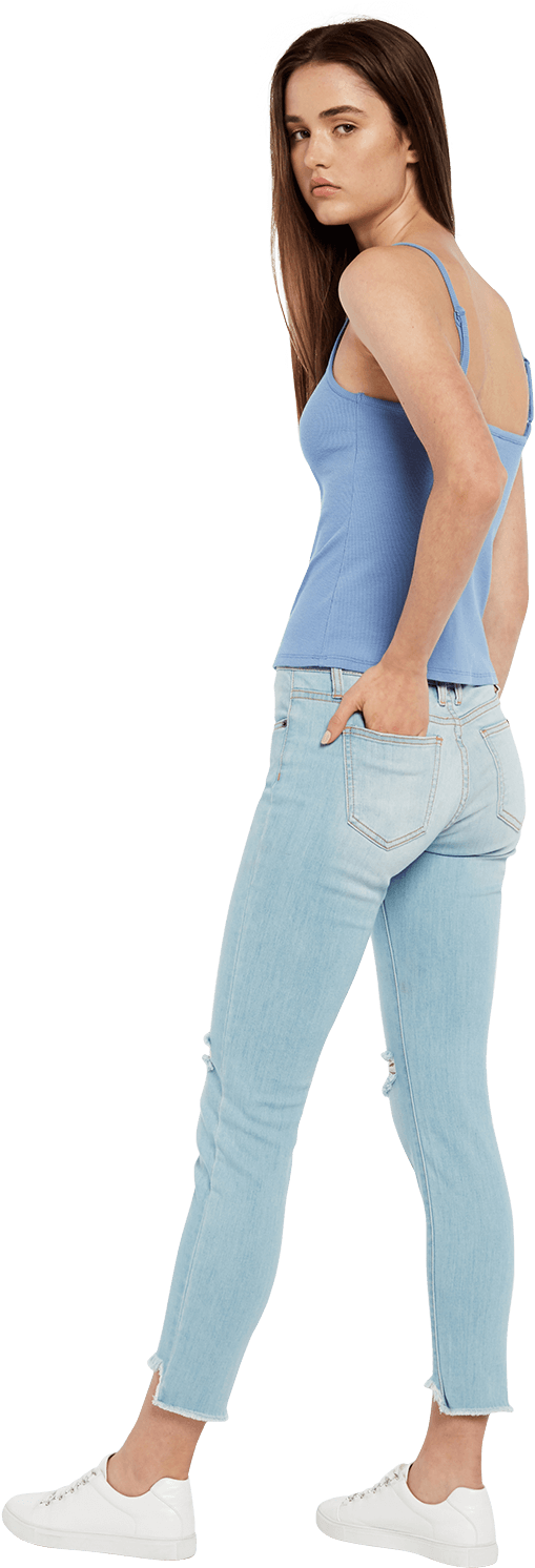 Rib Crop Cami In Colour Blue Bonnet - Photo Shoot (1000x1500), Png Download