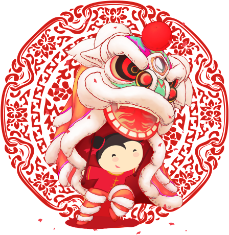 Red Festive Children S Lion Dance Decoration Vector - Chinese New Year (1024x1024), Png Download