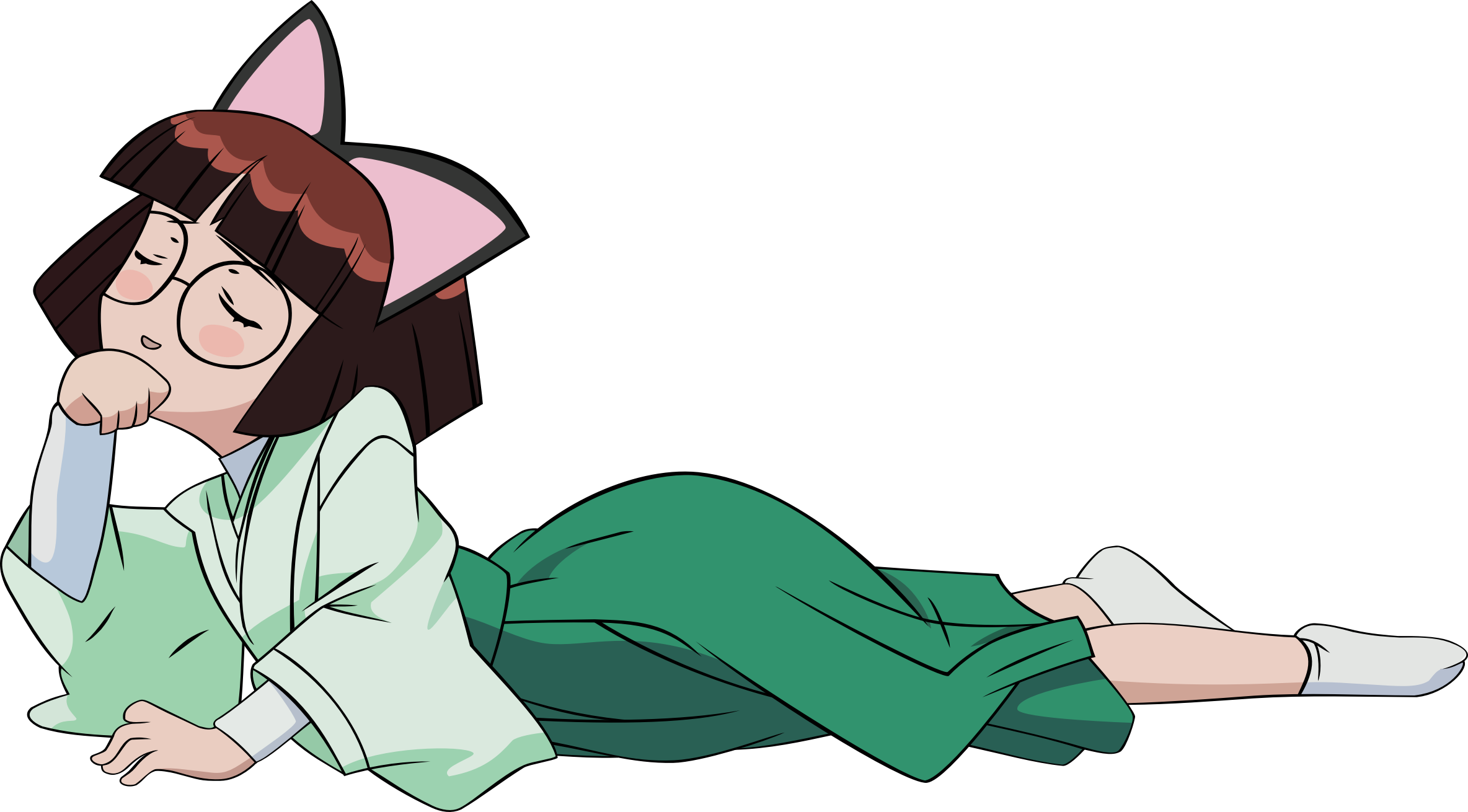 Big Image - Thinking Anime Png (2368x1310), Png Download