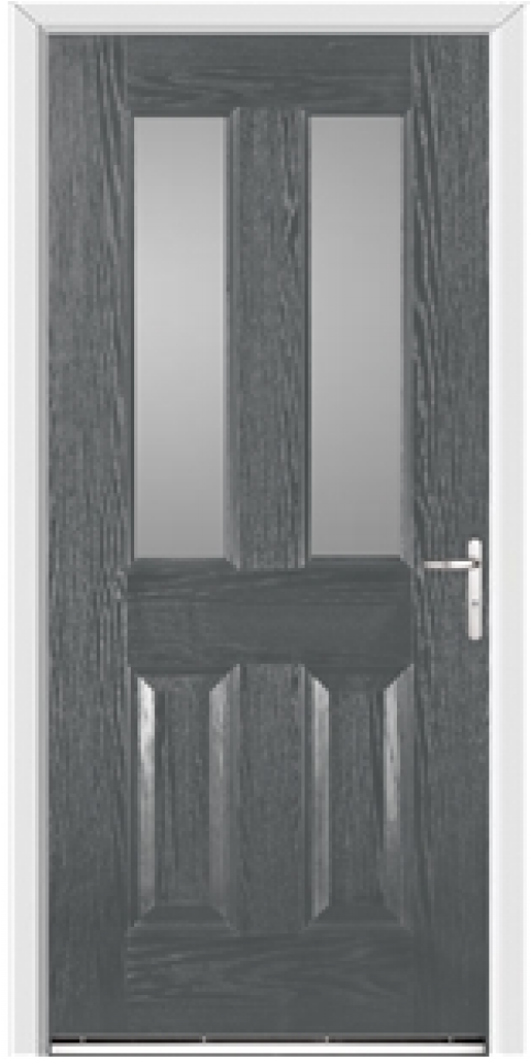 Windsor Grey External Glazed Fire Door With Frame And - Screen Door (950x962), Png Download