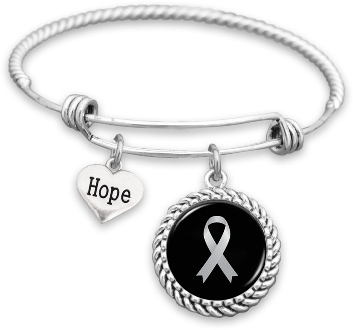 Lung Cancer Awareness Ribbon Hope Charm Bracelet - Above All To Thine Own Self (740x740), Png Download