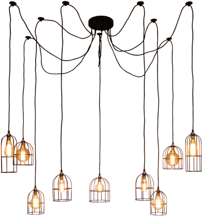 Cage Industrial Pendant Light (479x720), Png Download