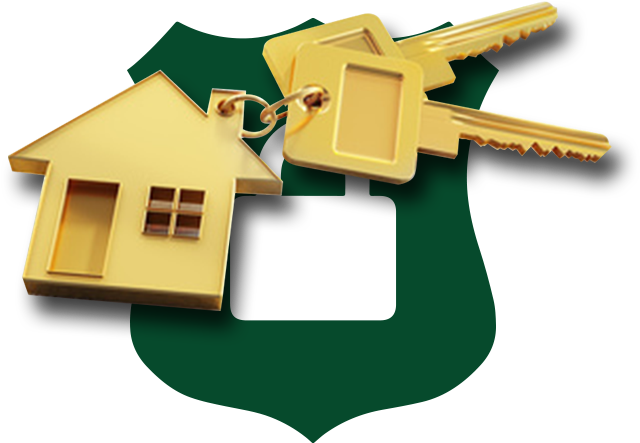 Golden Keys And House Keyring On Shield And Lock Icon - House (700x500), Png Download