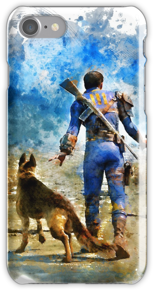 Fallout 4 Vault Dweller And Dogmeat Painting Iphone - Fallout Game (750x1000), Png Download