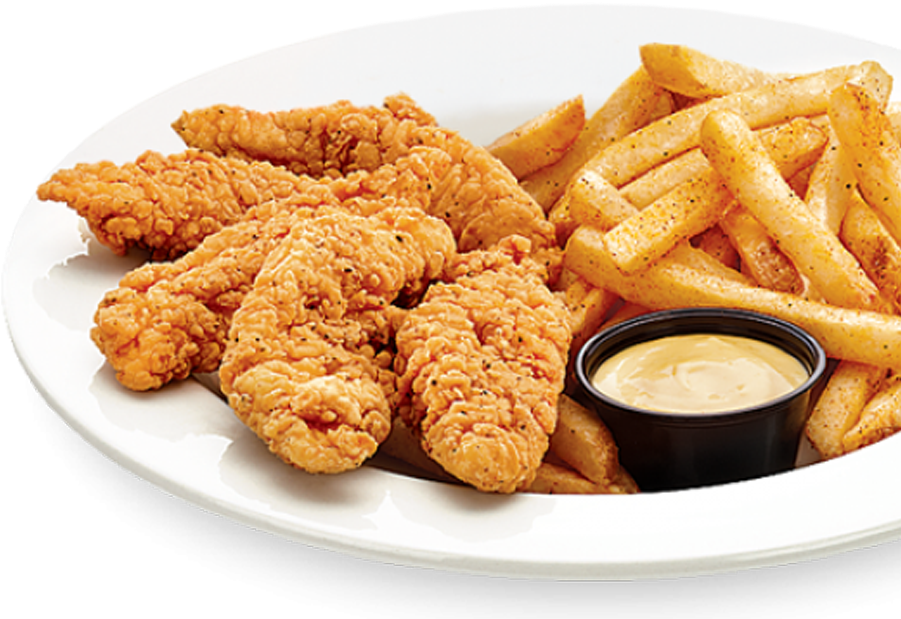 Kids Breakfast $5 - Chicken Fingers With French Fries (900x800), Png Download