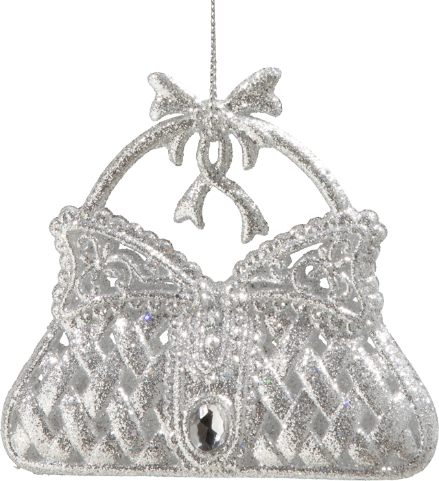 Handbag, Silver With Glitter - Silver (640x700), Png Download