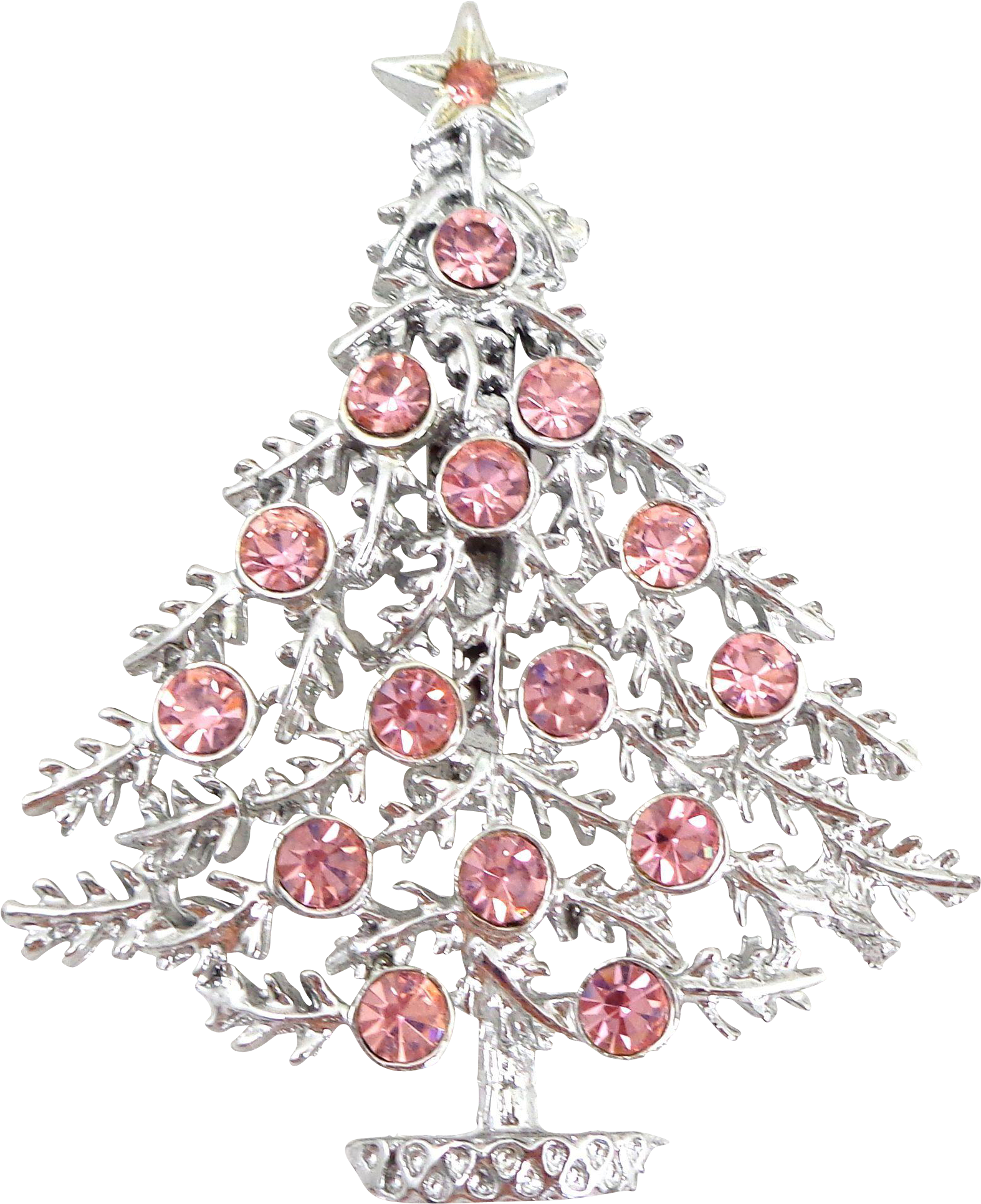 Vintage Pink Rhinestone Christmas Tree Signed - Pink Christmas Tree Png (1930x1930), Png Download
