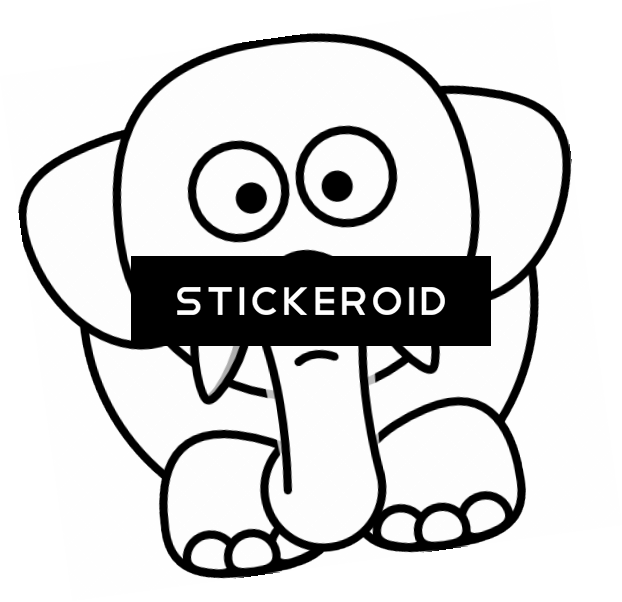 White Elephant Animals - Black And White Cartoon Elephant (622x602), Png Download