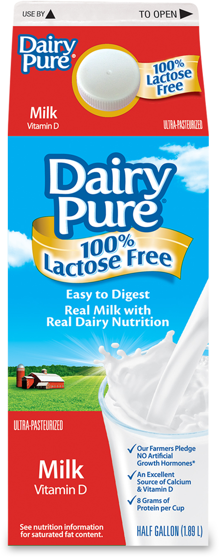 Dp Whole Lactose Free Half Gallon - Dairypure Lactose Free Milk (723x1190), Png Download