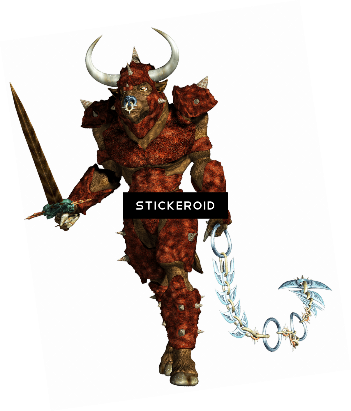 Minotaur Holding Chain (1205x1412), Png Download