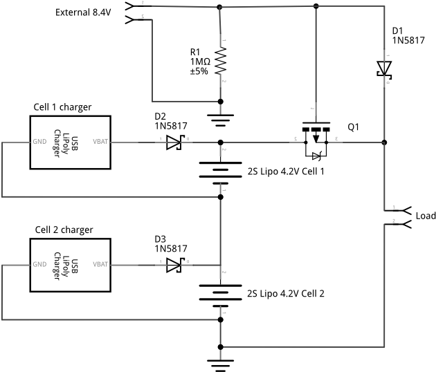 Batteries Combining Single Cell Lipo Chargers Into - Diagram (640x541), Png Download