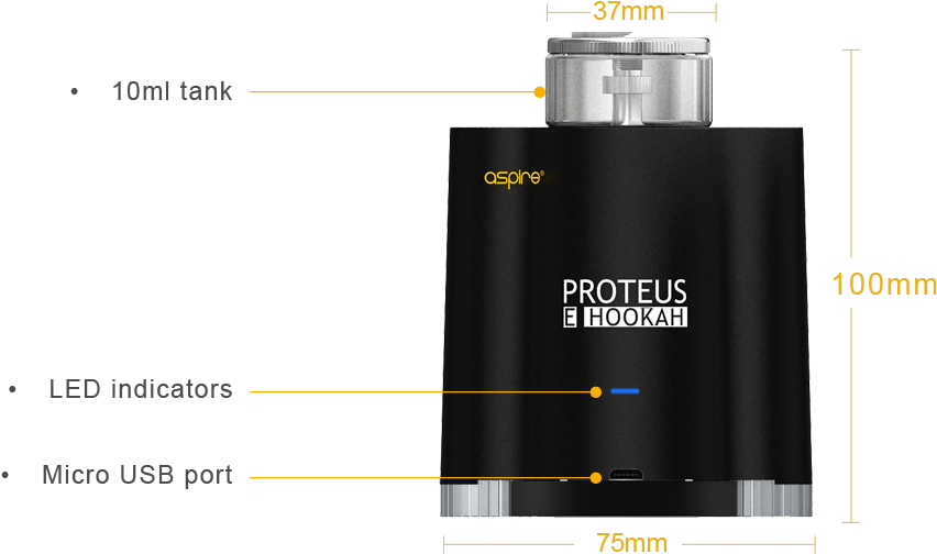 2017 Electronic Aspire E Hookah Smoke Proteus Electronic - Aspire Proteus (877x536), Png Download