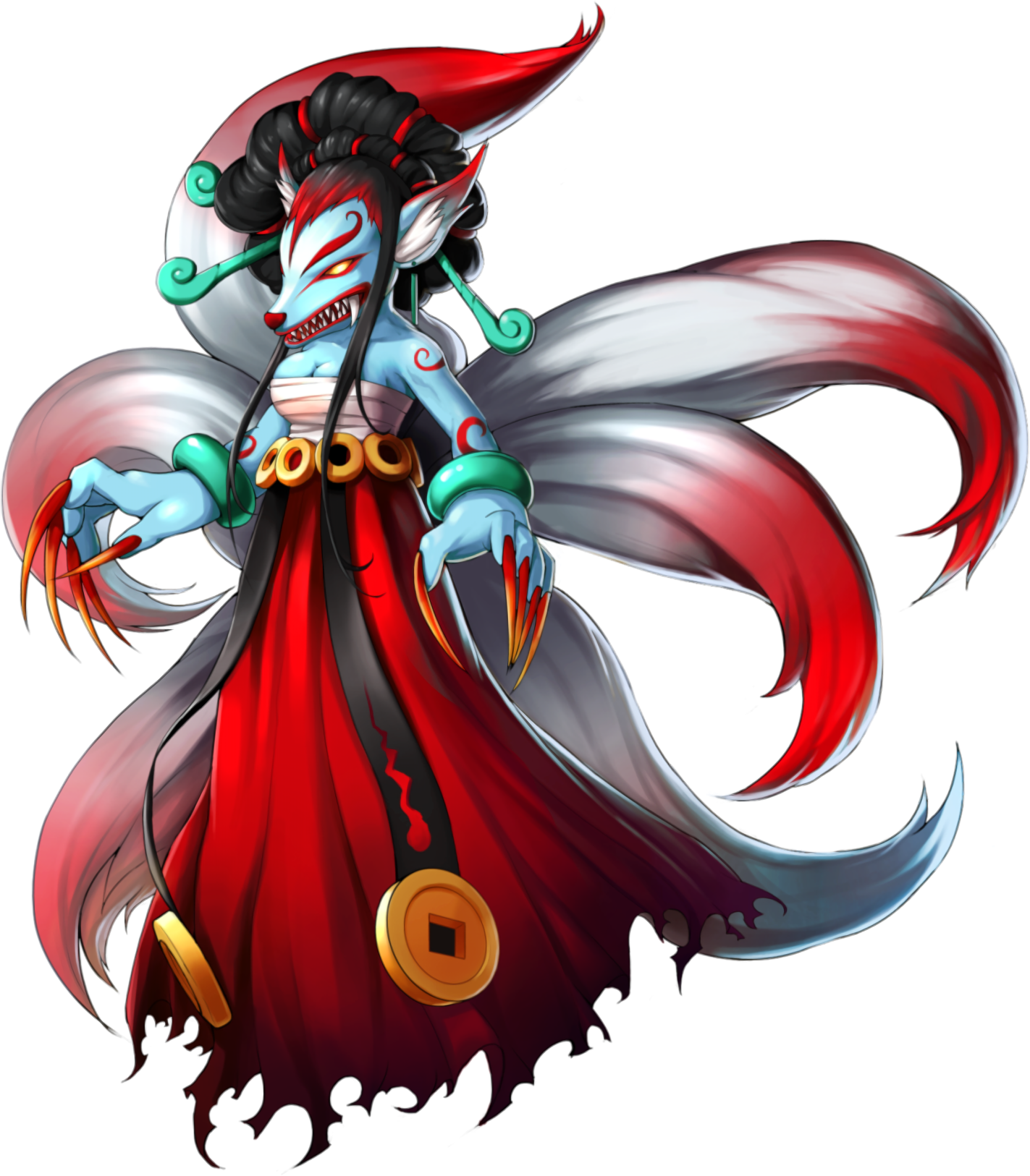 New Monster Nine-tailed Fox Hongryeon - Illustration (1559x1746), Png Download