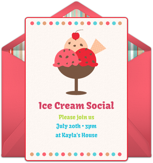 Ice Cream Social Online Invitation - Greeting Card (650x650), Png Download