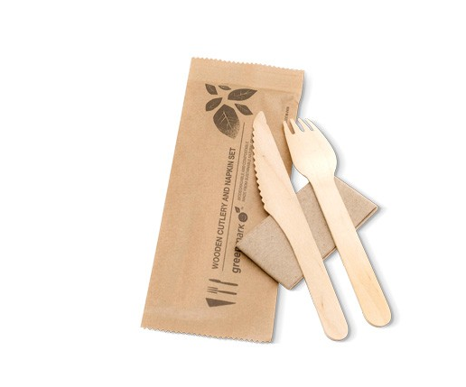 Wooden Knife Fork Napkin Set - Cutlery (600x600), Png Download