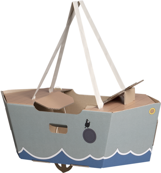 Little Sailor Cardboard Green Boat - Barcos De Carton Como Disfraz (750x751), Png Download