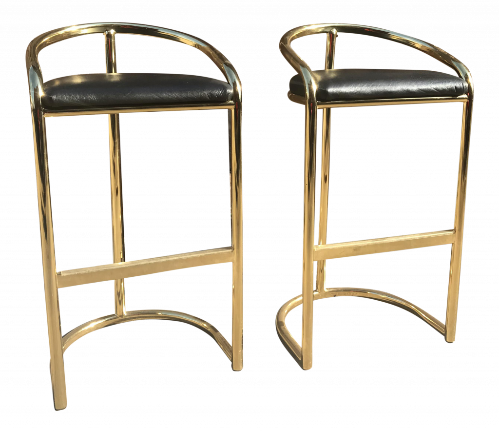 Brass Bar Stools Luxury Milo Baughman Style Brass Bar - Bar Stool (1024x887), Png Download