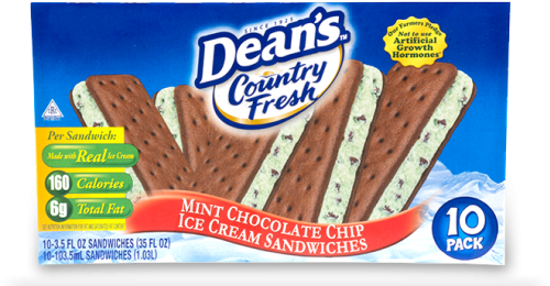 Dean's Country Fresh Mint Chocolate Chip Ice Cream (547x900), Png Download