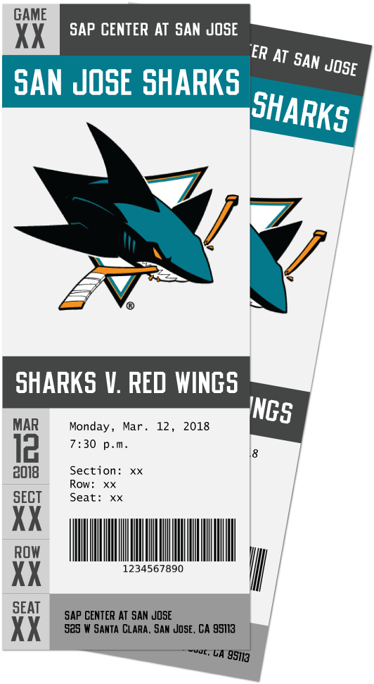 Sharks Red Wings Tickets - San Jose Sharks Decal 5x6 Ultra Color (570x1000), Png Download