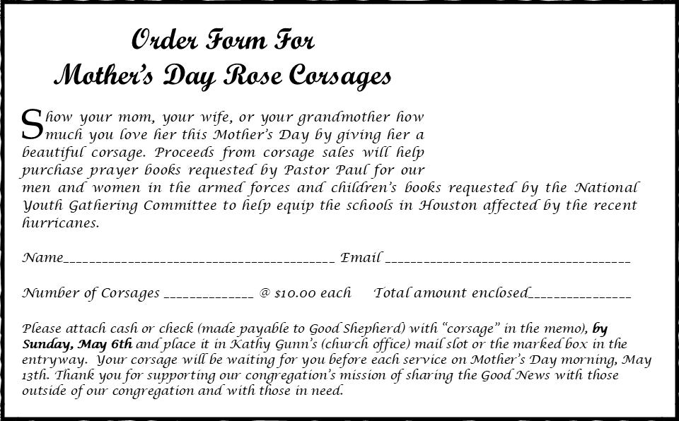 Mother's Day Corsage Form - 750g (960x596), Png Download