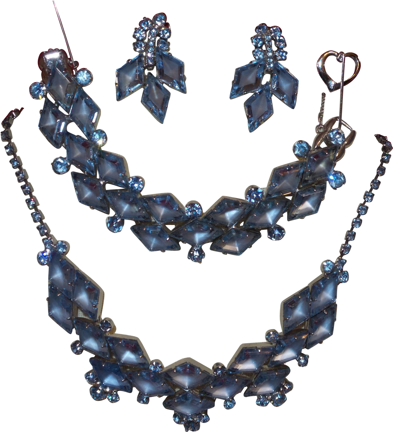 Vintage Juliana Frosted Blue Diamond Shape Parure (1435x1435), Png Download