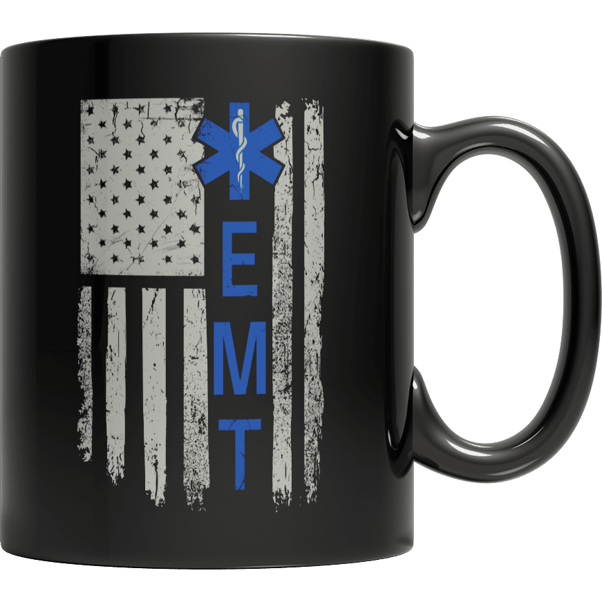 Emt Thin Blue Line Flag - Mug (871x871), Png Download