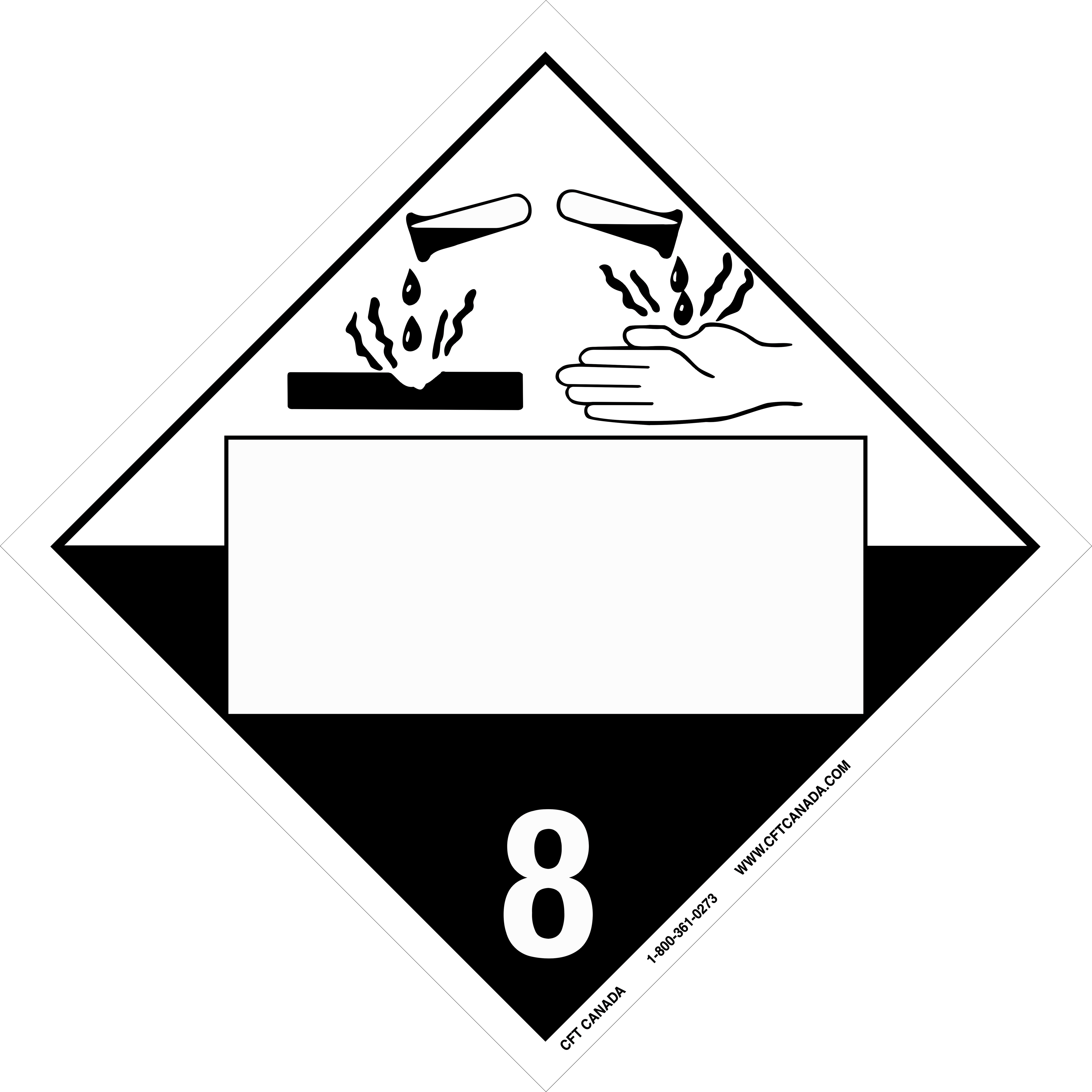 Class 8 Tdg International Placard With Blank Un Box - Class 8 Placard (4562x4562), Png Download