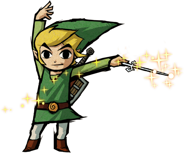 #link Using A #magic Wand From The Official Artwork - Legend Of Zelda The Windwaker Link (740x600), Png Download