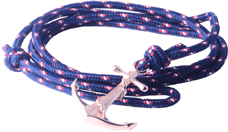 Rose Gold Anchor Blue Nylon Rope - Bangle (800x800), Png Download