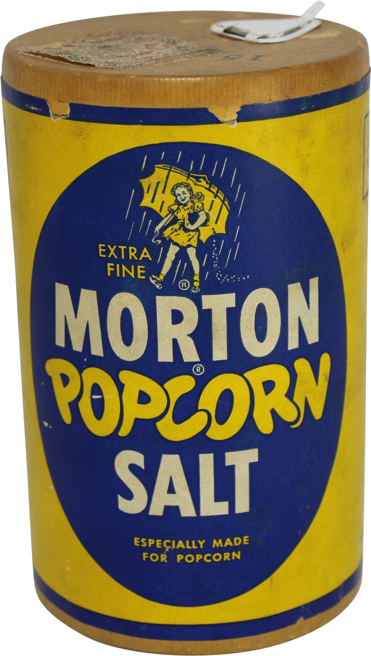 Vintage Morton Popcorn Salt Cardboard Container - Morton Salt Girl (1338x1338), Png Download