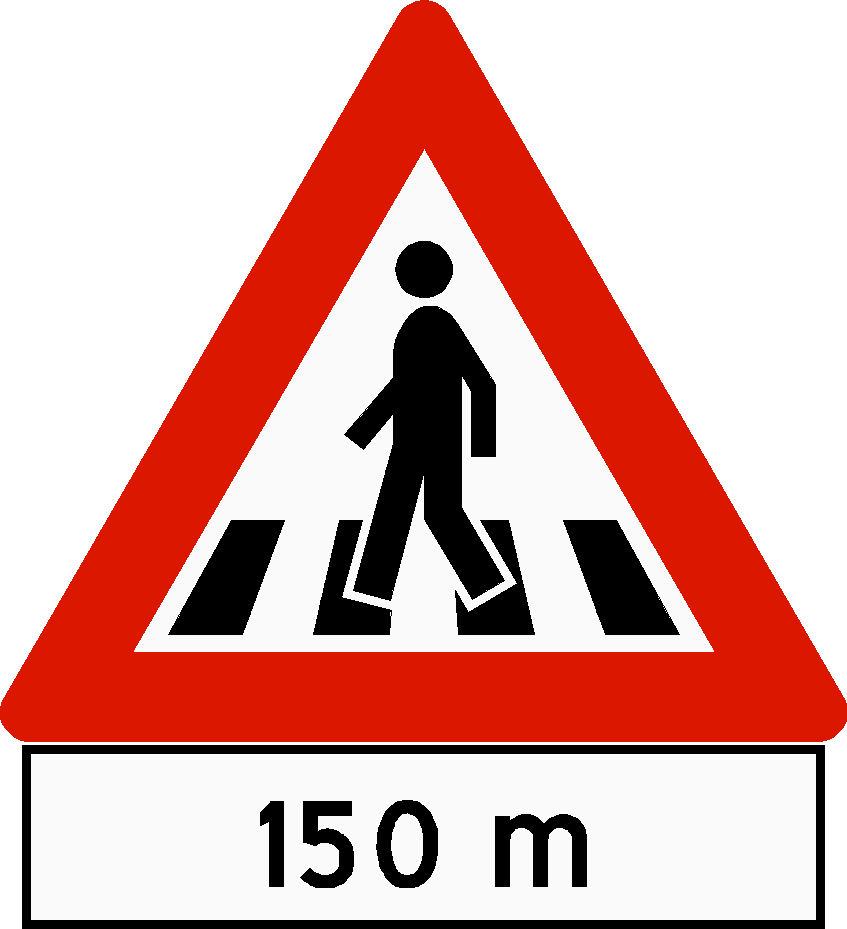 Png - Namibia Road Pedestrian Crossing Ahead Sign (847x929), Png Download