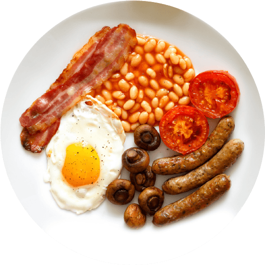 Book Now - English Breakfast With Orange Juice (602x592), Png Download