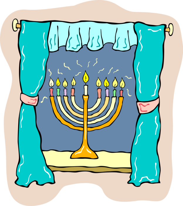 Vector Transparent Library Jewish Hanukkah Menorah - Dreidel (623x700), Png Download
