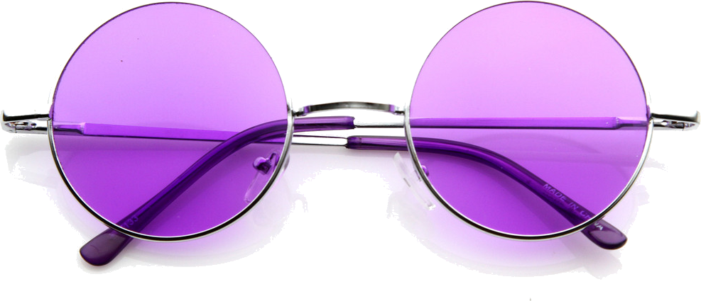 Retro Hippie Fashion Metal Lennon Round Sunglasses - Red Tinted Circle Glasses (987x425), Png Download