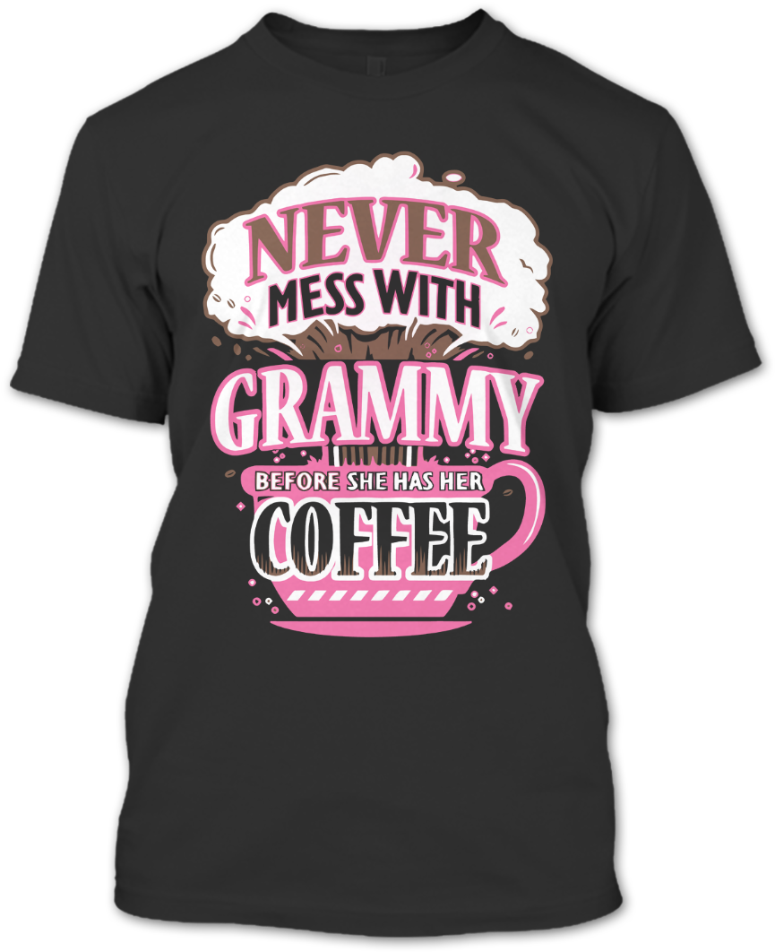 A Black T-shirt With The Shopify Logo - Never Mess With Papa Before He Has His Coffee Basic (1080x1080), Png Download