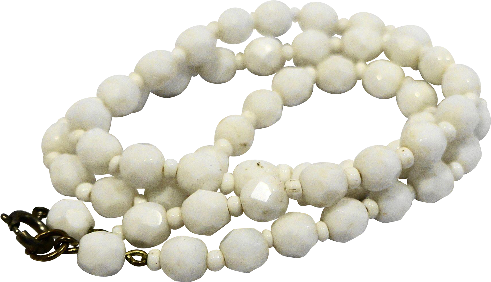 White Milk Glass Faceted Bead Strand Necklace - Bracelet (1714x1714), Png Download