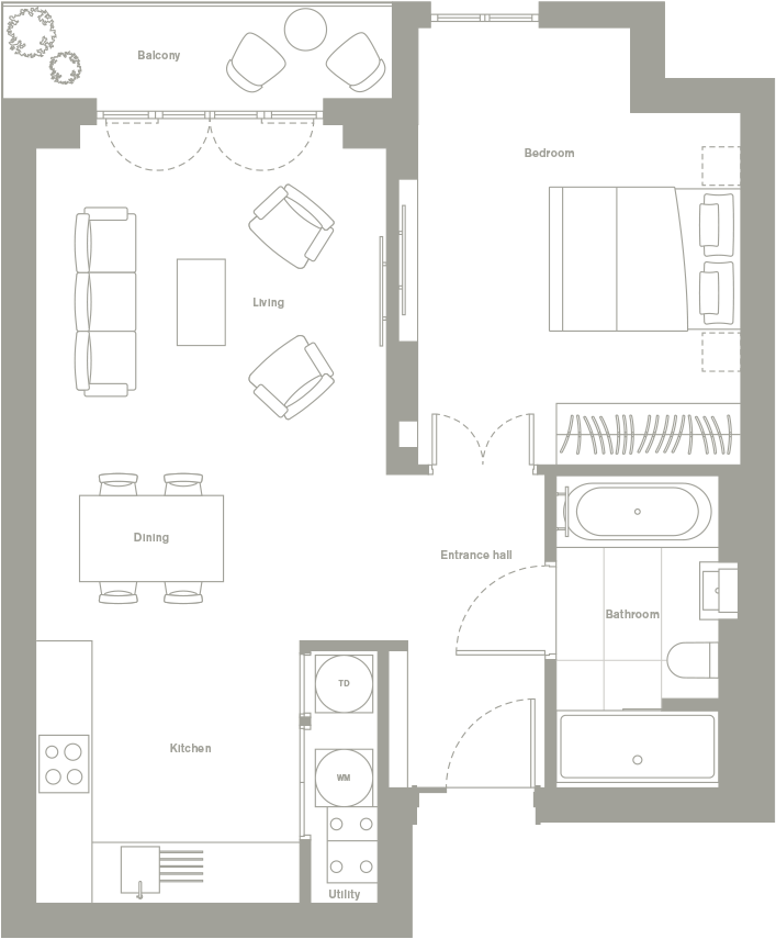 Apt-20 - Floor Plan (1750x1153), Png Download