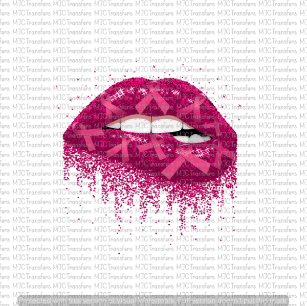 Breast Cancer Glitter Lips - Transparent Breast Cancer Butterfly (600x599), Png Download