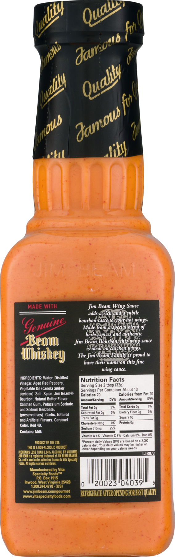 Jim Beam Wing Sauce Original (568x1800), Png Download
