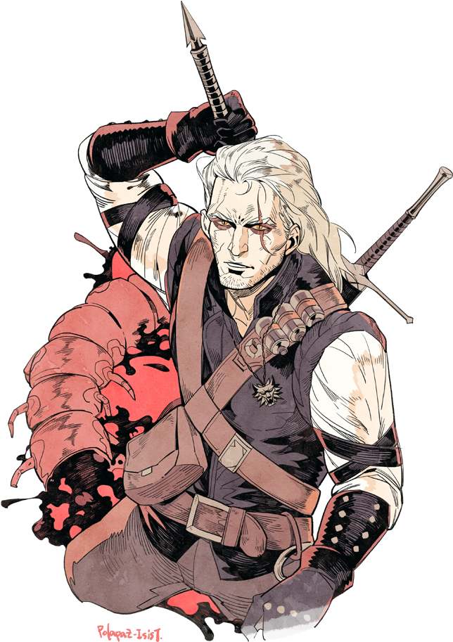 View Fullsize Geralt Of Rivia Image - Geralt Of Rivia Design (698x962), Png Download