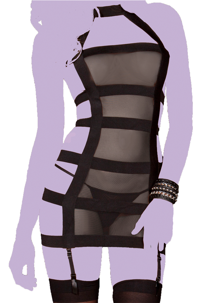 Sexy Straps Sheer Garter Dress Set - Rene Rofe (1024x1024), Png Download