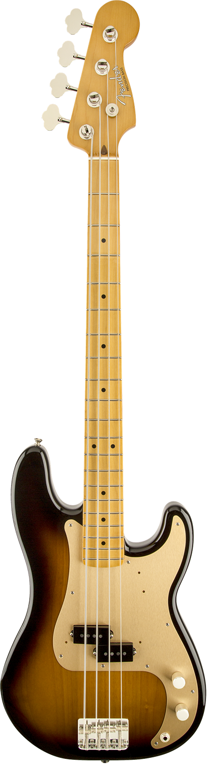 The `50s Precision Bass® Guitar Delivers The Look, - Fender '50s Precision Bass 2-color Sunburst Maple Fretboard (411x1500), Png Download