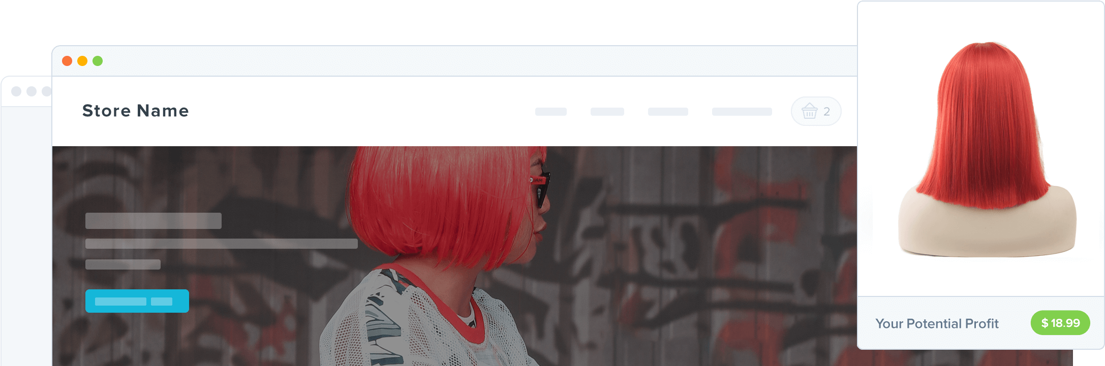 Wholesale Wigs - Wig (2280x740), Png Download