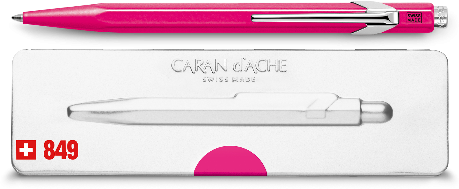 Caran D´ache 849 Popline Ball Point Pen - Caran D Ache Metal Black (1600x1000), Png Download