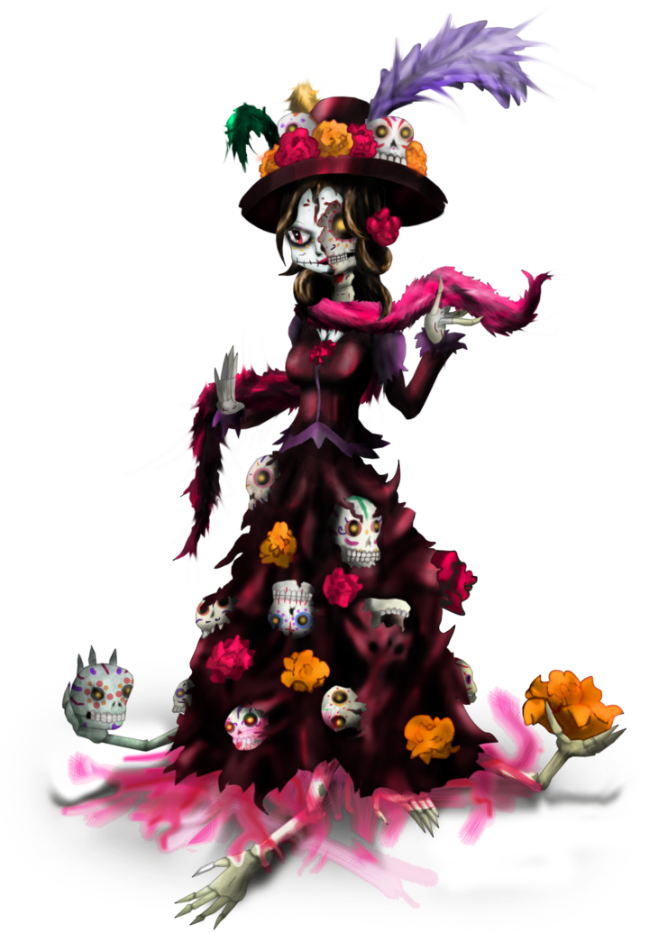 Catrina Dibujo Png - Catrina Vector Png (737x1084), Png Download