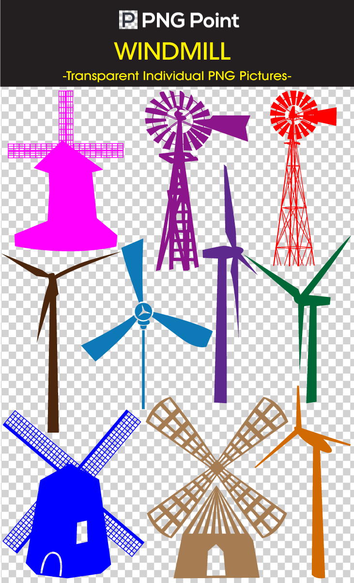 Silhouette Images, Icons And Clip Arts Of Various Windmills - Graphics And More Windmill American Farmer Wall Vinyl (731x1202), Png Download