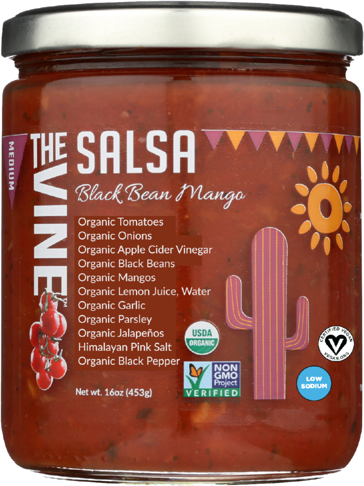 The Vine Black Bean Mango Salsa 16oz - Vine Organic Smooth Style Mild Salsa 25 Oz Jar (796x1024), Png Download