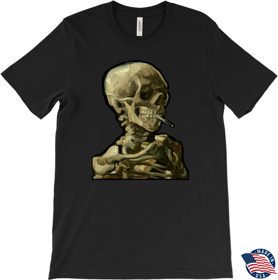 Skull Of A Skeleton With Burning Cigarette • Design - Van Gogh Skeleton Iphone (1024x1024), Png Download