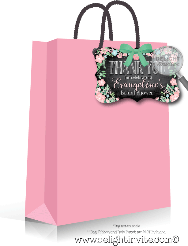 Vintage Chalkboard Floral Bridal Shower Favor Tags - Greeting Card (613x822), Png Download
